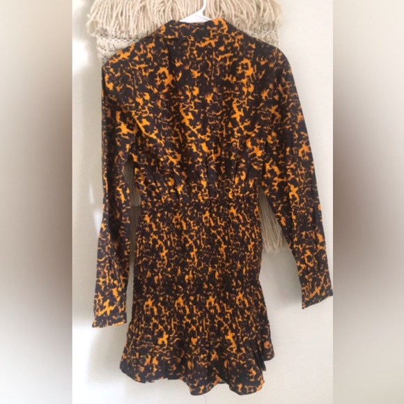 NWT Third Form x Free People Blur Out Shirred Shirt Dress Black Orange - Picture 8 of 12